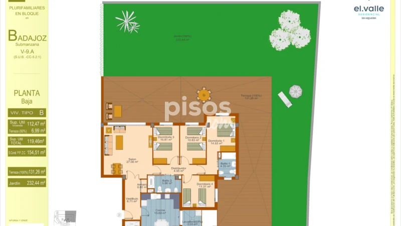 Piso en venta en Calle Juan Pablo Ii, 65, Las Vaguadas-Carretera de Valverde (Badajoz Capital) de 364.000 €