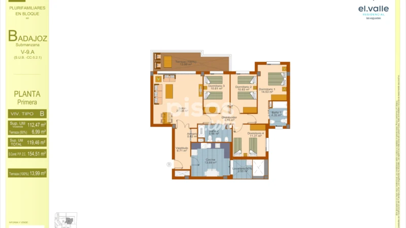 Piso en venta en Calle Juan Pablo Ii, 65, Las Vaguadas-Carretera de Valverde (Badajoz Capital) de 331.000 €