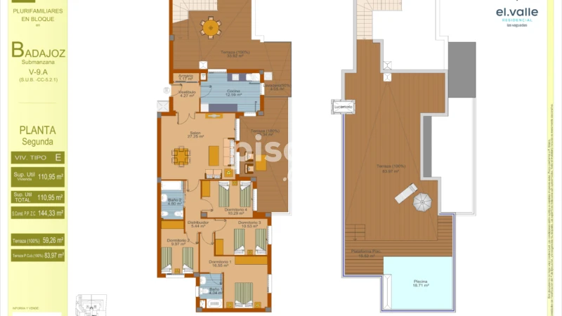 Ático en venta en Calle Juan Pablo Ii, 65, Las Vaguadas-Carretera de Valverde (Badajoz Capital) de 395.000 €