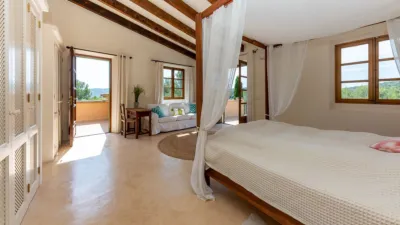 Luxury rural finca in one of Pollença’s most sought-after areas. Built in 2003, this property sits on a plot of 53,600m² with approximately 540m² of built space. The main house features a bedroom on the ground floor, a living room with a fireplace, a separate dining room, and a large kitchen with a pantry and laundry room, all overlooking the garden. Access to the garage, which can accommodate two large cars, is also on this level. photo 19