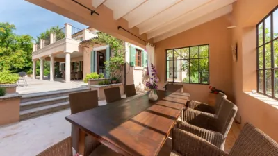 Luxury rural finca in one of Pollença’s most sought-after areas. Built in 2003, this property sits on a plot of 53,600m² with approximately 540m² of built space. The main house features a bedroom on the ground floor, a living room with a fireplace, a separate dining room, and a large kitchen with a pantry and laundry room, all overlooking the garden. Access to the garage, which can accommodate two large cars, is also on this level. photo 30