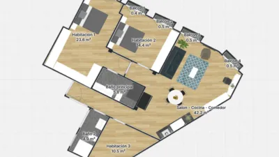 Piso en venta en Calle de Ronda, Casco Viejo - Zazpi Kaleak (Distrito Ibaiondo. Bilbao) de 362.000 €