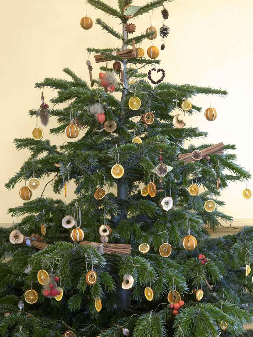 decorar un árbol de Navidad con fruta