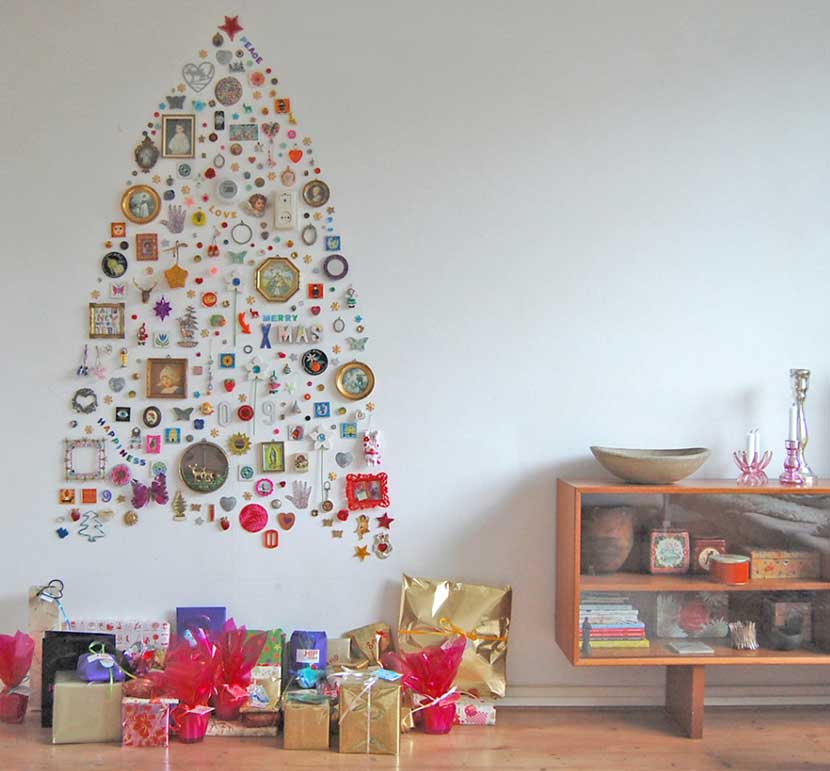 cómo hacer un árbol de Navidad en la pared