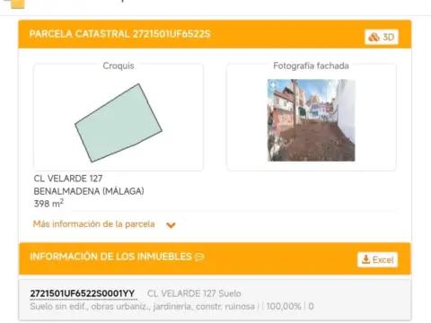 Terreno en calle de la Velarde