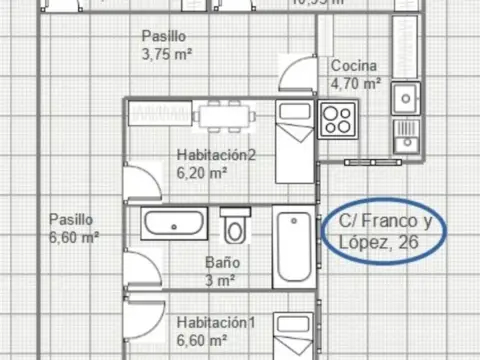 Habitación en calle de Franco y López